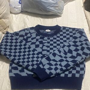 Le Lis Blue Geometric Crewneck Sweater